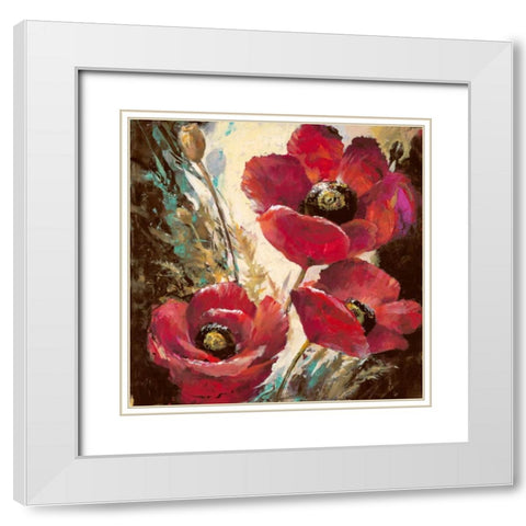 Influential Poppy White Modern Wood Framed Art Print with Double Matting by Heighton, Brent