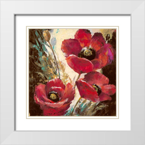 Influential Poppy White Modern Wood Framed Art Print with Double Matting by Heighton, Brent