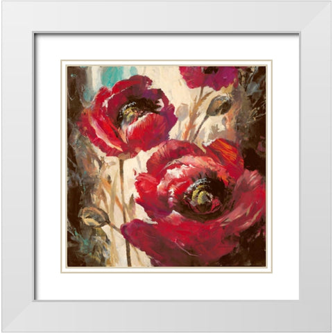 Dramatic Poppy White Modern Wood Framed Art Print with Double Matting by Heighton, Brent