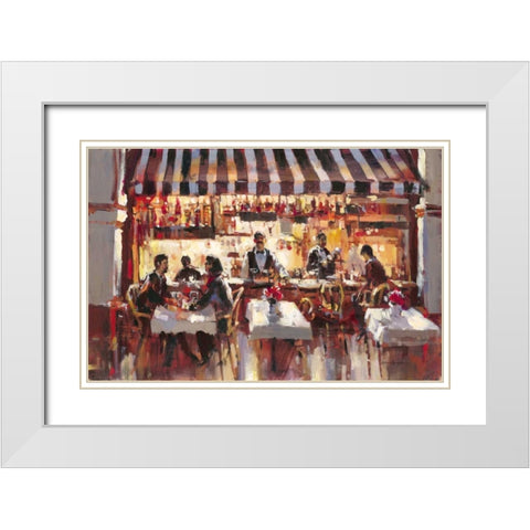 Patio Dining White Modern Wood Framed Art Print with Double Matting by Heighton, Brent