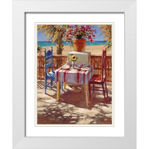 Seaside Cafe White Modern Wood Framed Art Print with Double Matting by Heighton, Brent