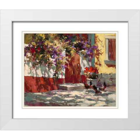 Country Courtyard White Modern Wood Framed Art Print with Double Matting by Heighton, Brent