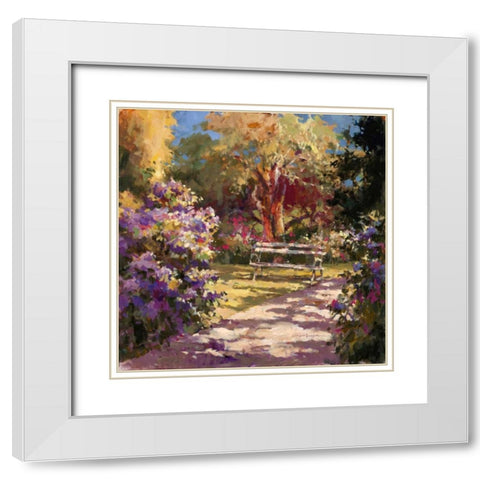Park Bench White Modern Wood Framed Art Print with Double Matting by Heighton, Brent