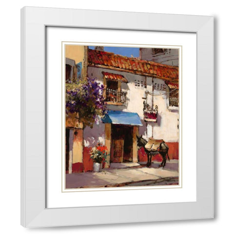 Quaint Village White Modern Wood Framed Art Print with Double Matting by Heighton, Brent