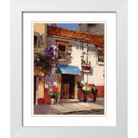 Quaint Village White Modern Wood Framed Art Print with Double Matting by Heighton, Brent