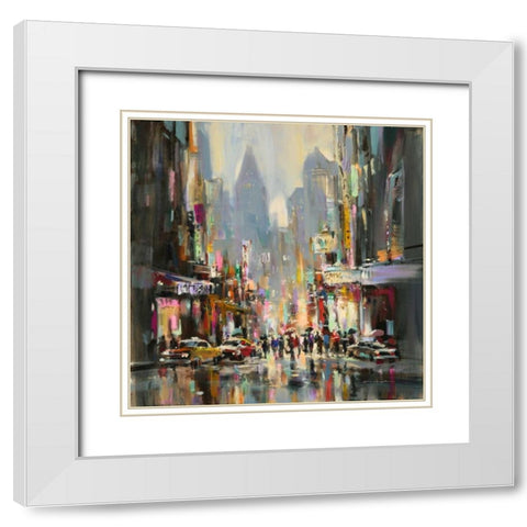 City Street Sensation White Modern Wood Framed Art Print with Double Matting by Heighton, Brent