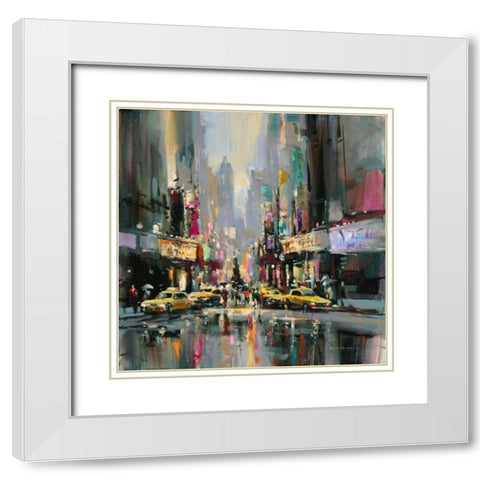 City Street Impression White Modern Wood Framed Art Print with Double Matting by Heighton, Brent