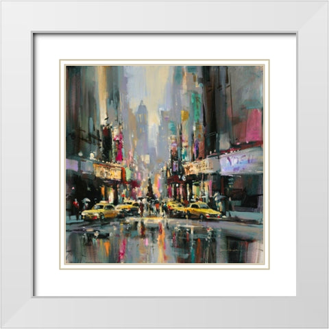 City Street Impression White Modern Wood Framed Art Print with Double Matting by Heighton, Brent