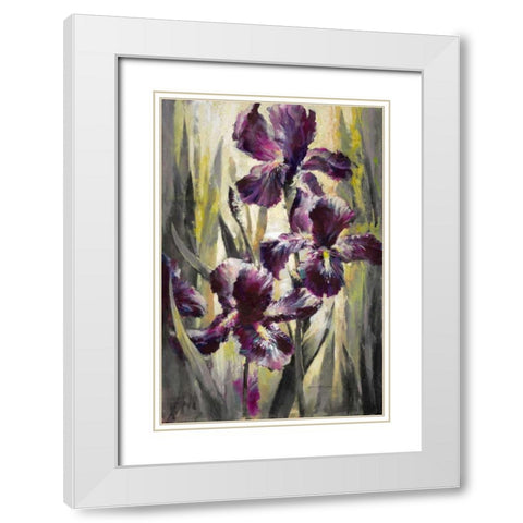 Ambient Iris 1 White Modern Wood Framed Art Print with Double Matting by Heighton, Brent