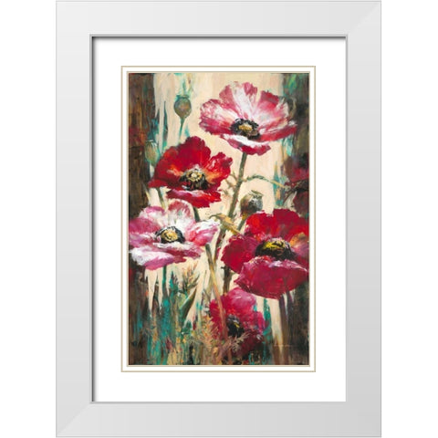 Spontaneous Poppies White Modern Wood Framed Art Print with Double Matting by Heighton, Brent