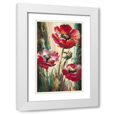 Impulsive Poppies White Modern Wood Framed Art Print with Double Matting by Heighton, Brent