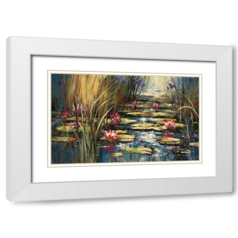 Impressionists Pond White Modern Wood Framed Art Print with Double Matting by Heighton, Brent