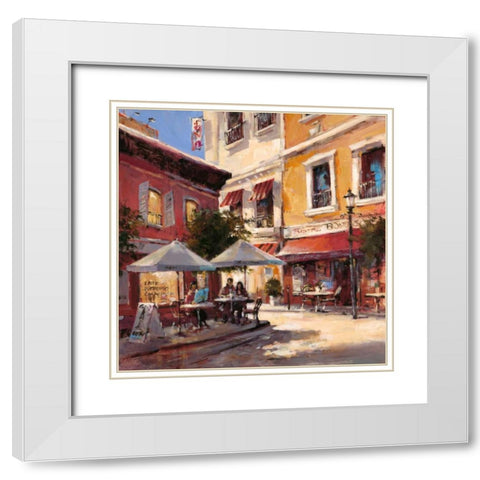 Cafe Break White Modern Wood Framed Art Print with Double Matting by Heighton, Brent