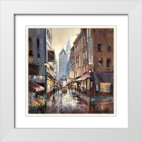 Off Broadway White Modern Wood Framed Art Print with Double Matting by Heighton, Brent