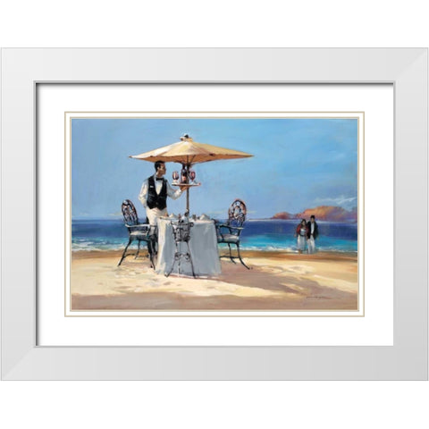 On The Beach White Modern Wood Framed Art Print with Double Matting by Heighton, Brent
