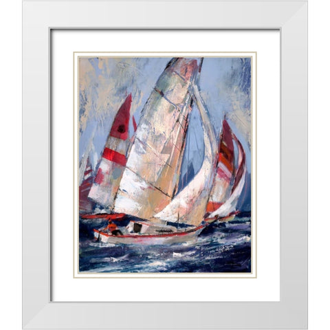 Open Sails I White Modern Wood Framed Art Print with Double Matting by Heighton, Brent