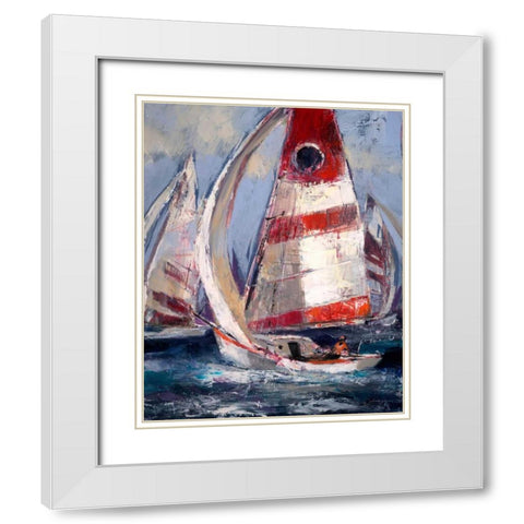 Open Sails II White Modern Wood Framed Art Print with Double Matting by Heighton, Brent