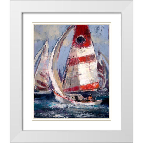 Open Sails II White Modern Wood Framed Art Print with Double Matting by Heighton, Brent