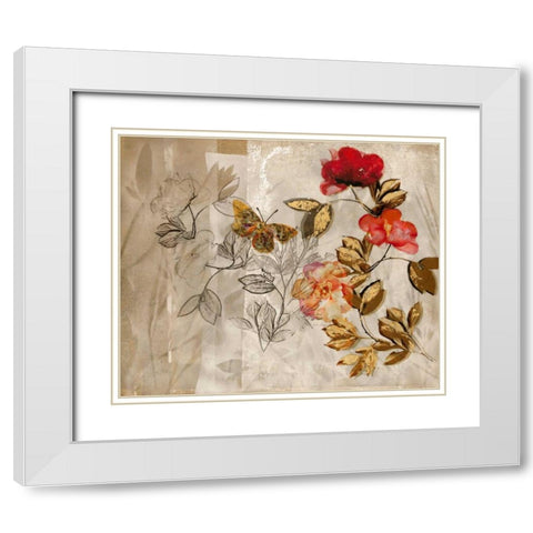 Poetry In The Garden 1 White Modern Wood Framed Art Print with Double Matting by Theodosiou, Matina