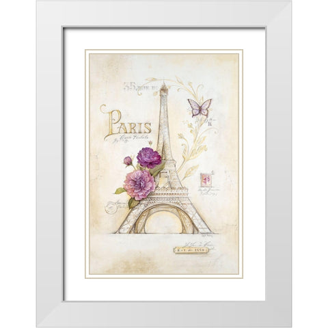 Eiffel Tower Roses White Modern Wood Framed Art Print with Double Matting by Staehling, Angel