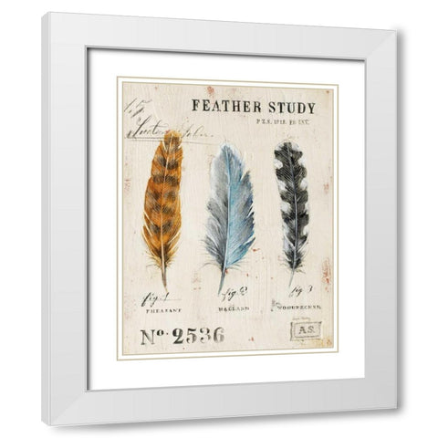 Natures Feathers White Modern Wood Framed Art Print with Double Matting by Staehling, Angela