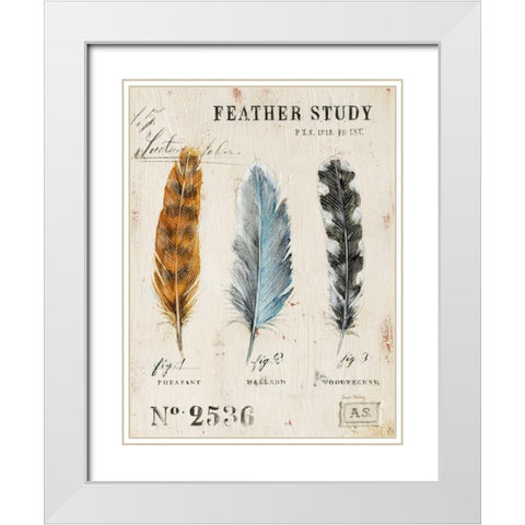 Natures Feathers White Modern Wood Framed Art Print with Double Matting by Staehling, Angela