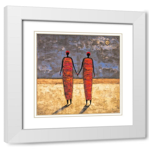 Friends at Dusk White Modern Wood Framed Art Print with Double Matting by Rauscher, Michel