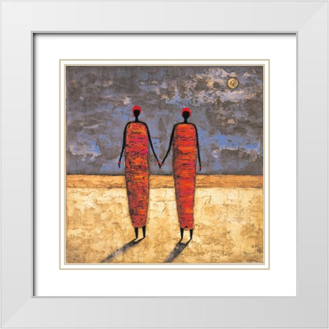 Friends at Dusk White Modern Wood Framed Art Print with Double Matting by Rauscher, Michel