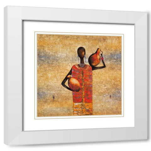 The Gift Bearer White Modern Wood Framed Art Print with Double Matting by Rauscher, Michel