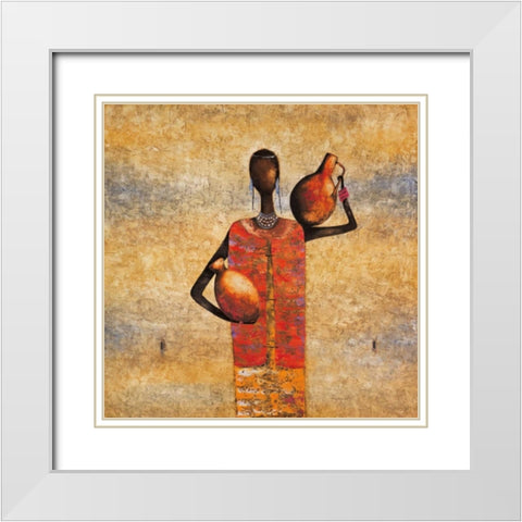 The Gift Bearer White Modern Wood Framed Art Print with Double Matting by Rauscher, Michel
