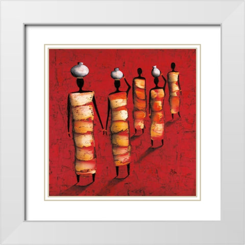 To The Market White Modern Wood Framed Art Print with Double Matting by Rauscher, Michel