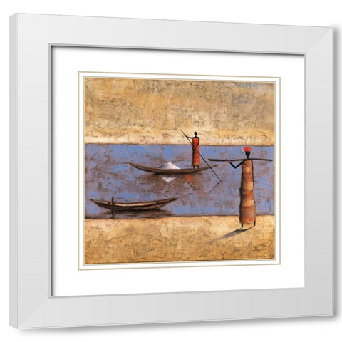 River Voyage White Modern Wood Framed Art Print with Double Matting by Rauscher, Michel