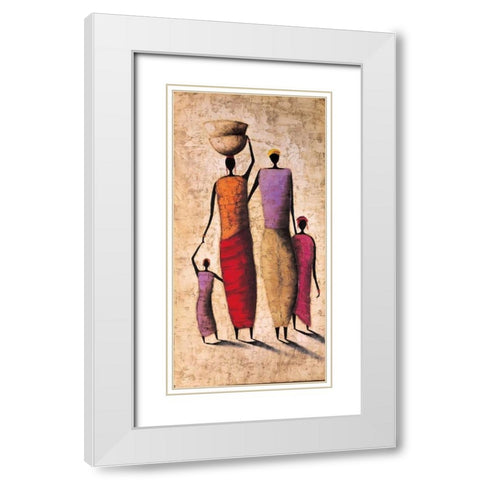 Family Gathering White Modern Wood Framed Art Print with Double Matting by Rauscher, Michel