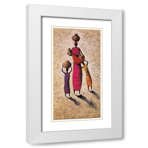 Family Harmony White Modern Wood Framed Art Print with Double Matting by Rauscher, Michel