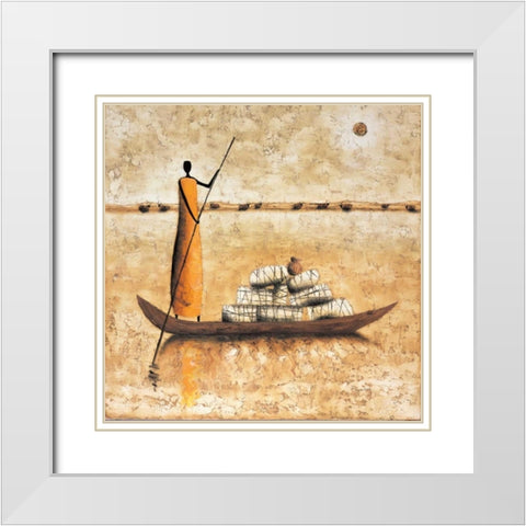 Amber Daybreak White Modern Wood Framed Art Print with Double Matting by Rauscher, Michel