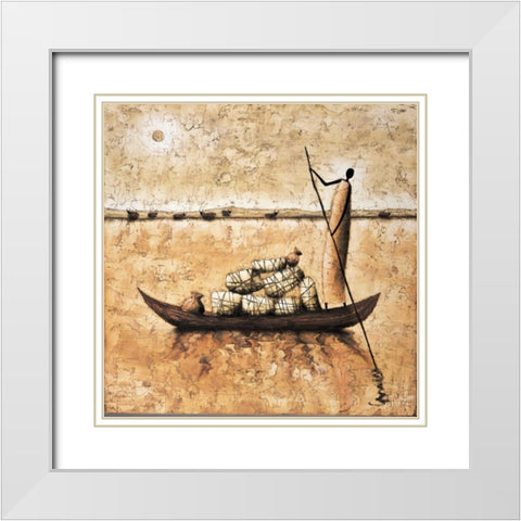 Amber Nightfall White Modern Wood Framed Art Print with Double Matting by Rauscher, Michel