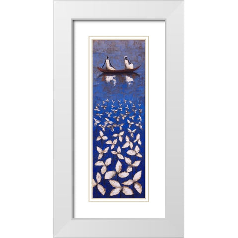 Cerulean Memories White Modern Wood Framed Art Print with Double Matting by Rauscher, Michel