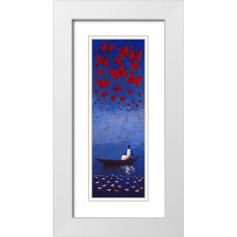 Cerulean Passage White Modern Wood Framed Art Print with Double Matting by Rauscher, Michel