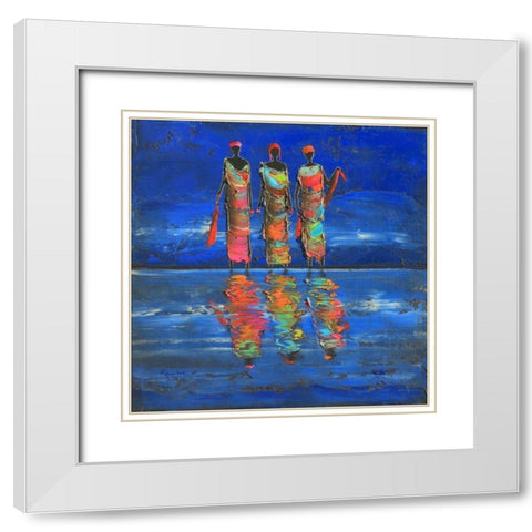 Midnight River 1  White Modern Wood Framed Art Print with Double Matting by Rauscher, Michel