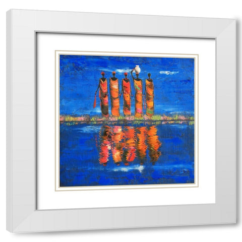 Midnight River 2 White Modern Wood Framed Art Print with Double Matting by Rauscher, Michel