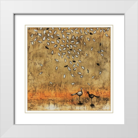 Whimsical Birds  White Modern Wood Framed Art Print with Double Matting by Rauscher, Michel