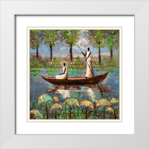 Spirit River White Modern Wood Framed Art Print with Double Matting by Rauscher, Michel