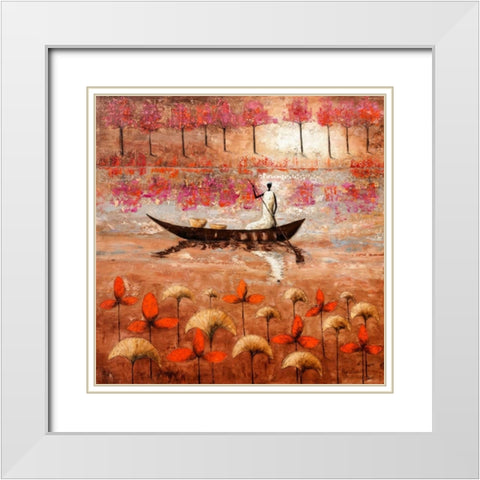 Summer River White Modern Wood Framed Art Print with Double Matting by Rauscher, Michel