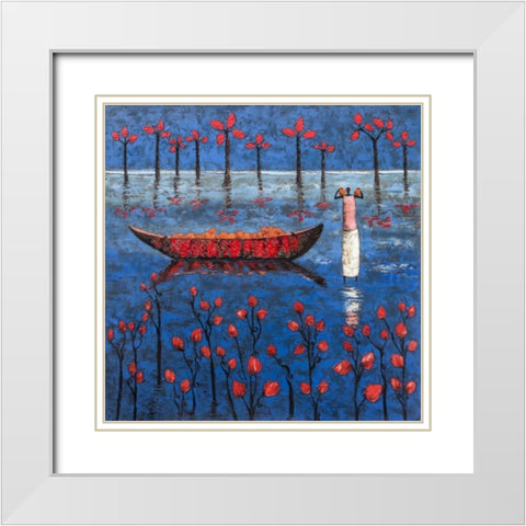 Abundant River White Modern Wood Framed Art Print with Double Matting by Rauscher, Michel