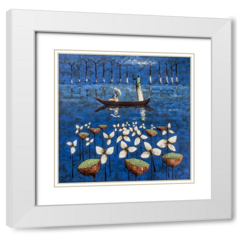 Soulful River White Modern Wood Framed Art Print with Double Matting by Rauscher, Michel