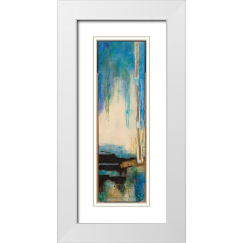 Peacock Story White Modern Wood Framed Art Print with Double Matting by Villarreal Villarreal, Gabriela