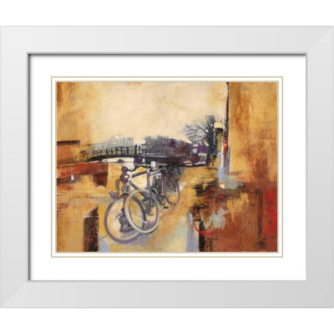 Bicycle Abstract 2 White Modern Wood Framed Art Print with Double Matting by Villarreal Villarreal, Gabriela