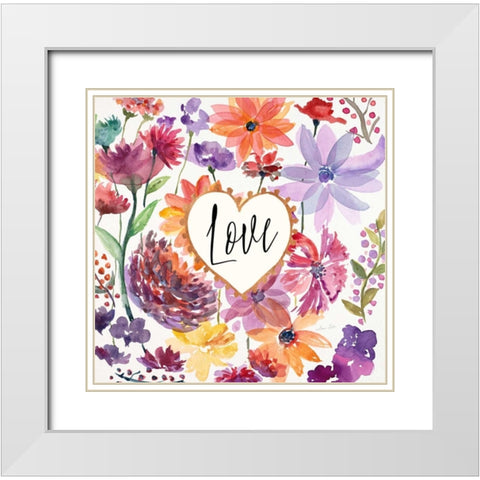 Love Garden White Modern Wood Framed Art Print with Double Matting by Gold, Lora