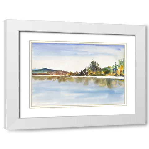 Lakeside Reflections White Modern Wood Framed Art Print with Double Matting by Gold, Lora