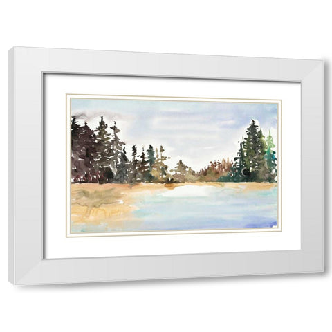 Evergreen View White Modern Wood Framed Art Print with Double Matting by Gold, Lora